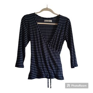 Abercrombie and Fitch Striped Faux Wrap Top